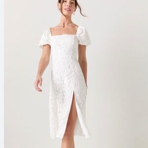 Tabitha Puff Sleeve Midi Dress White